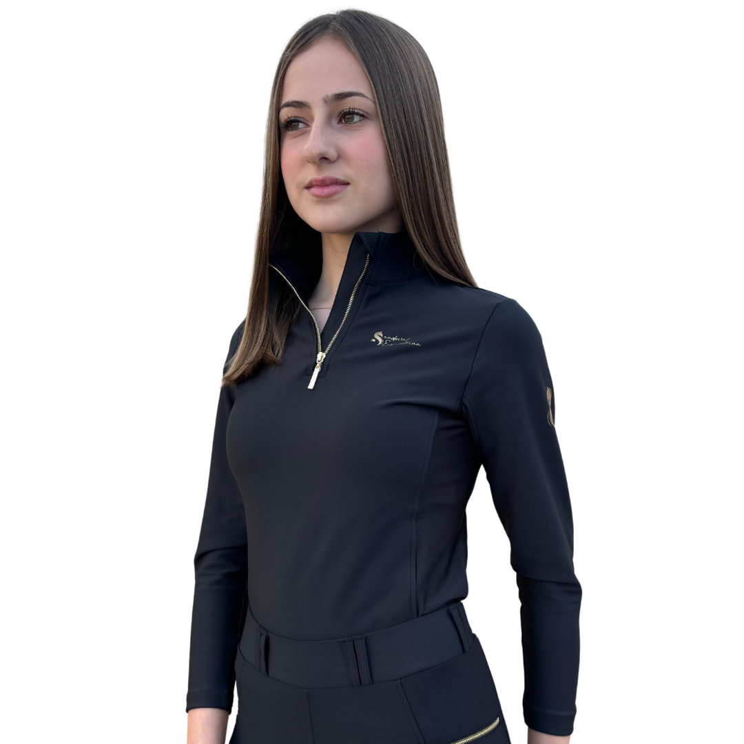 Sandoval Equestrian Black Gold equestrian set, Base layer y pantaloon de montar
Luxury equestrian outfit Black Gold
High-quality equestrian clothing set
Elegant black and gold riding apparel
Breathable riding breeches and shirt
Stylish Black Gold equestrian wear
Best equestrian clothing set 2025
Exclusive equestrian fashion for competitions
Premium black and gold riding outfit
Sandoval Equestrian riding set for kids